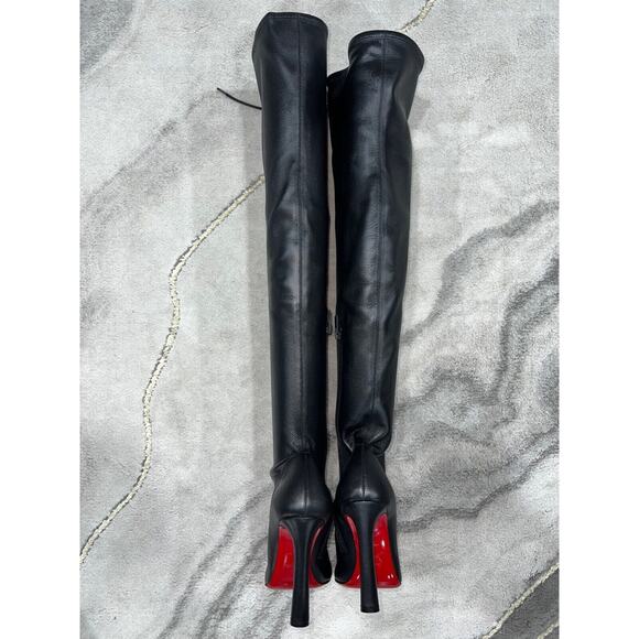 Christian Louboutin Anjel Alta Botta 100 Black Knee Thigh High OTK Heel Boot 40 - Picture 11 of 12